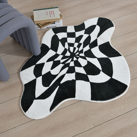 Black & White Checkered Floor Mat – Anti-Slip | Retro Aesthetic Room Decor